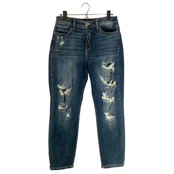 Judy Blue Women's size 9 / 29 Boyfriend Fit Medium Wash Distressed Jeans - Picture 1 of 10